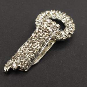 Шубный крючок-застежка (клипса) со стразами, серебро 5 см Шубный крючок-застежка (клипса) со стразами, серебро 5 см