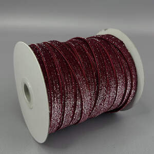 Бархатная лента с люрексом серебро 1см боб. 46м- бордо