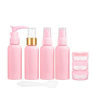 Дорожный набор из 7 флаконов в косметичке, розовый