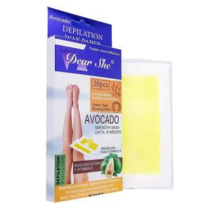 Восковые полоски для депиляции тела с авокадо Dear She, 20 шт