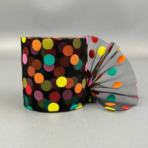 Фатин в рулонах 6см, моток 10 м - черный в горох Фатин в рулонах 6см, моток 10 м - черный в горох