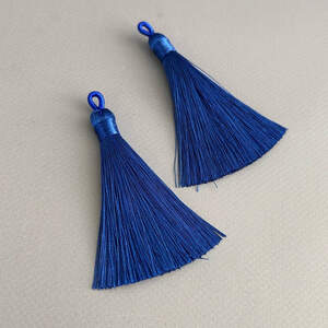 Шелковые кисти для сережек 8 см - электрик