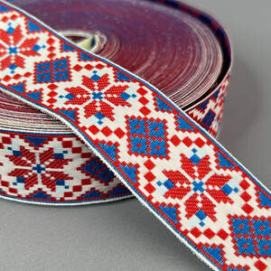 3 см тесьма национальная с украинским орнаментом - васильковый ромб