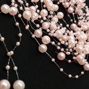 (5шт по 1,3 м) Бусины на леске Ø8 и Ø3мм - нежно-розовый (5шт по 1,3 м) Бусины на леске Ø8 и Ø3мм - нежно-розовый