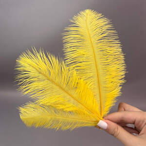 5шт - Перья страуса для рукоделия 13-18 см - желтый