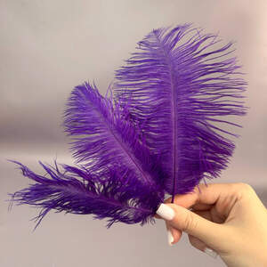 5шт - Перья страуса для рукоделия 13-18 см - фиолетовый