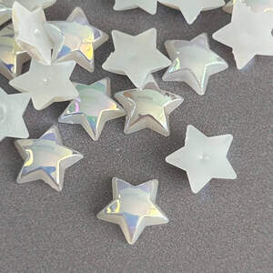 Полубусины Звезды 10 мм, 10 гр/уп - белый с покрытием АВ