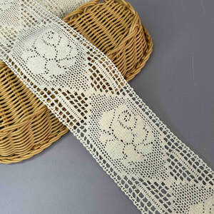 Хлопковое кружево 8 см (лен) - Бежевое (#4033)