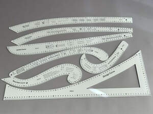 Лекала портновские для построения выкроек различной формы, набор из 7 шт