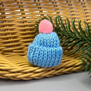 Мини шапочка 35х55мм, вязаные шапочки - голубой