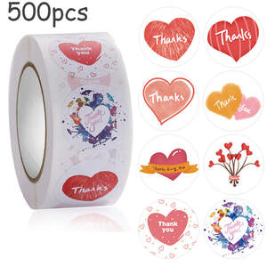 Наклейки на бобине Thank you 2,5 см, в рулоне 500 шт
