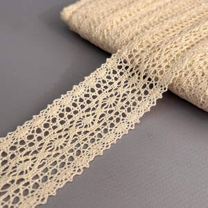 (1 метр) кружево натуральное (лен) хлопковое 4,3 см Цвет - Бежевый (лен-2144А) (1 метр) кружево натуральное (лен) хлопковое 4,3 см Цвет - Бежевый (лен-2144А)