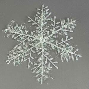 3шт - Пластиковая Снежинка для украшения, белая Ø 16см 3шт - Пластиковая Снежинка для украшения, белая Ø 16см