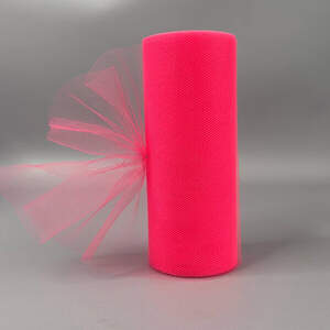 Фатин в рулонах 15см, моток 20м - розовый яркий флуоресцентный