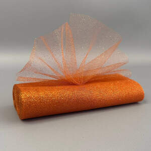 Фатин в рулоне с напылением - 15см, моток 9 м - морковный