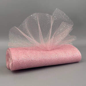 Фатин в рулоне с напылением - 15см, моток 9 м - пудровый