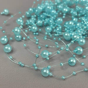 (5шт по 1,3 м) Бусины на леске Ø8 и Ø3мм - голубой (5шт по 1,3 м) Бусины на леске Ø8 и Ø3мм - голубой