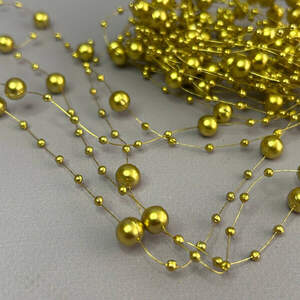 (5шт по 1,3 м) Бусины на леске Ø8 и Ø3мм - золото (5шт по 1,3 м) Бусины на леске Ø8 и Ø3мм - золото