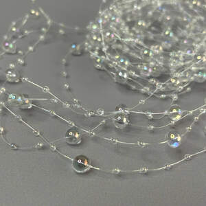 (5шт по 1,3 м) Бусины на леске Ø8 и Ø3мм - прозрачный с АВ (5шт по 1,3 м) Бусины на леске Ø8 и Ø3мм - прозрачный с АВ