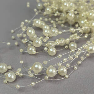 (5шт по 1,3 метра) Бусины на леске Ø8 и Ø3мм - айвори (5шт по 1,3 метра) Бусины на леске Ø8 и Ø3мм - айвори