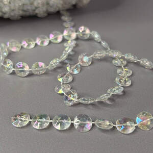 Бусины на нитке 10 мм кристалы-монетки - прозрачный с АВ Бусины на нитке 10 мм кристалы-монетки - прозрачный с АВ