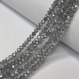 Бусины хрустальные рондель 4х3мм, нить-130 шт, зеркальный прозрачный Бусины хрустальные рондель 4х3мм, нить-130 шт, зеркальный прозрачный