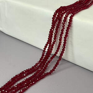 Бусины хрустальные рондель 4х3мм, нить-130 шт, красный темный прозрачный Бусины хрустальные рондель 4х3мм, нить-130 шт, красный темный прозрачный