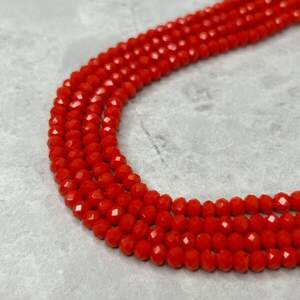 Бусины хрустальные рондель 4х3мм, нить-130 шт, оранжево-кораловый матовый Бусины хрустальные рондель 4х3мм, нить-130 шт, оранжево-кораловый матовый