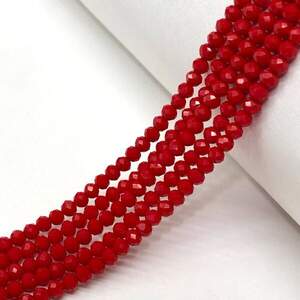 Бусины хрустальные рондель 4х3мм, нить-135 шт, красный матовый Бусины хрустальные рондель 4х3мм, нить-135 шт, красный матовый