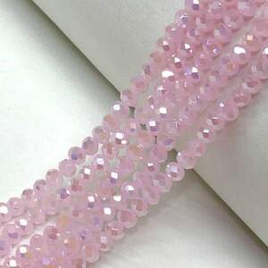 Бусины хрустальные рондель 4х3мм, нить-135 шт, розовый матовый с покрытием АВ Бусины хрустальные рондель 4х3мм, нить-135 шт, розовый матовый с покрытием АВ