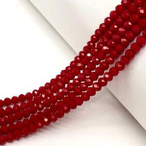 Бусины хрустальные рондель 4х3мм, нить-135 шт, темный красный матовый Бусины хрустальные рондель 4х3мм, нить-135 шт, темный красный матовый