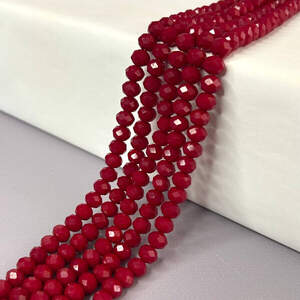 Бусины хрустальные рондель 8х6мм, нить-65 шт, вишневый матовый Бусины хрустальные рондель 8х6мм, нить-65 шт, вишневый матовый