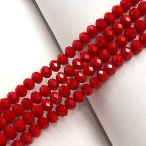 Бусины хрустальные рондель 8х6мм, нить-65 шт, красный матовый Бусины хрустальные рондель 8х6мм, нить-65 шт, красный матовый