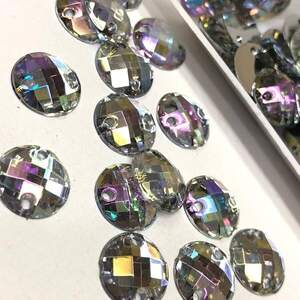 Полубусины пришивные граненые 10 мм, 20 г/уп цвет - серый с переливами