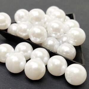 (20 грамм) Жемчуг бусины пластик Ø12мм, Цвет - Белый теплый (20 грамм) Жемчуг бусины пластик Ø12мм, Цвет - Белый теплый
