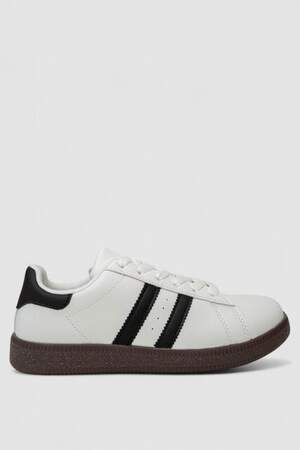 Кросівки жіночі шкіра, колір біло-чорний, 248RL2420-7