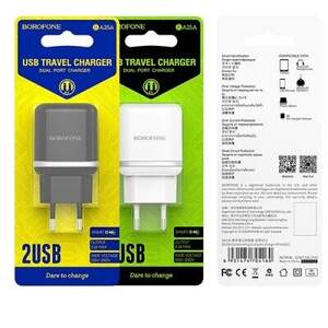 Мережевий Зарядний Пристрій Borofone BA25A 2USB/2.4A (Чорний) Мережевий Зарядний Пристрій Borofone BA25A 2USB/2.4A (Чорний)