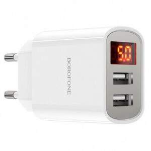 Мережевий Зарядний Пристрій Borofone BA58A Digital Display 2USB/2.4A (Бiлий) Мережевий Зарядний Пристрій Borofone BA58A Digital Display 2USB/2.4A (Бiлий)