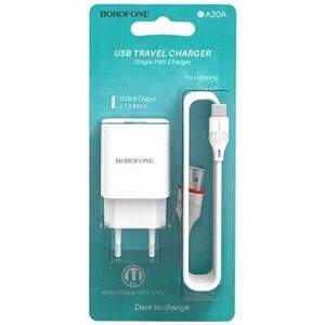 Мережевий Зарядний Пристрій Borofone BA20A 1USB/2.1A + MicroUSB (Білий) Мережевий Зарядний Пристрій Borofone BA20A 1USB/2.1A + MicroUSB (Білий)