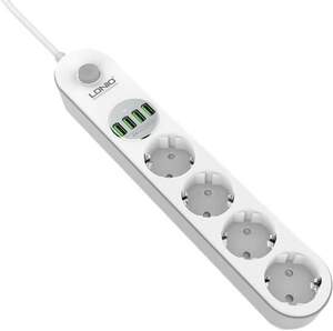 Сетевой фильтр удлинитель с USB выходами 4x220V и 4xUSB длина 2 м. LDNIO SE4432 Сетевой фильтр удлинитель с USB выходами 4x220V и 4xUSB длина 2 м. LDNIO SE4432
