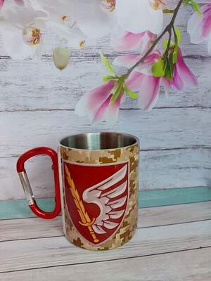 Чашка для військового з піксельним фоном, емблемою бригади та позивним