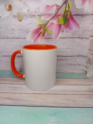 Чашка з оранжевою ручкою і серединкою + індивідуальний принт у вартість Чашка з оранжевою ручкою і серединкою + індивідуальний принт у вартість