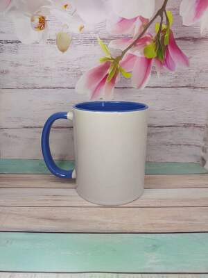 Чашка з синьою ручкою і серединкою + індивідуальний принт у вартості Чашка з синьою ручкою і серединкою + індивідуальний принт у вартості