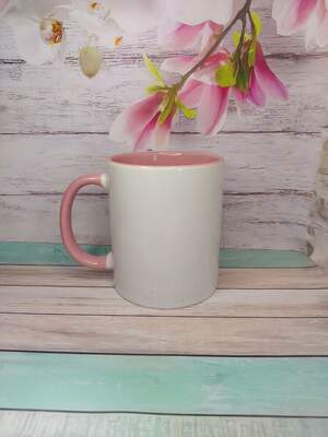 Чашка з рожевою ручкою і серединкою + індивідуальний принт у вартості Чашка з рожевою ручкою і серединкою + індивідуальний принт у вартості