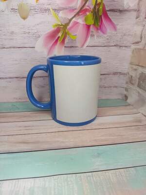 Голуба чашка з білою областю для друку + індивідуальний принт у вартості Голуба чашка з білою областю для друку + індивідуальний принт у вартості