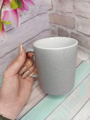 Глітерна сіра чашка з принтом — стильна срібляста чашка 330 мл Глітерна сіра чашка з принтом — стильна срібляста чашка 330 мл
