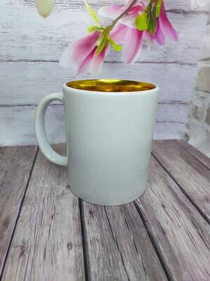 Біла чашка з золотою серединкою 330 мл | Принт включено у вартість Біла чашка з золотою серединкою 330 мл | Принт включено у вартість