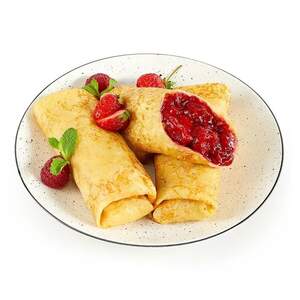 Млинці з полуницею та м'ятою Млинці з полуницею та м'ятою