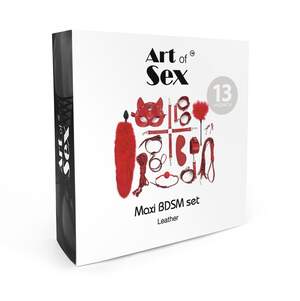 Набір BDSM Art Of Sex – Maxi BDSM Set Leather, 13 предметів, чорний, натуральна шкіра
