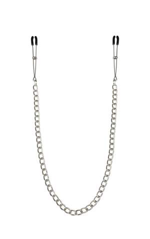 Тонкі затискачі для сосків з ланцюжком Feral Feelings - Chain Thin nipple clamps, срібло/чорний